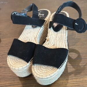 Marc Fisher Black Espadrille Wedge Sandals